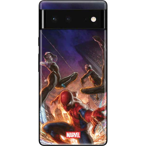 Marvel Spiderman Group Wall Google Pixel 6 Skin